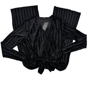 Vero Moda Wylie Pleated Velvet Plunge Neckline Jumpsuit Women's Size Large